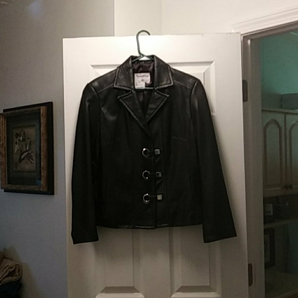 Pamela McCoy leather blazer